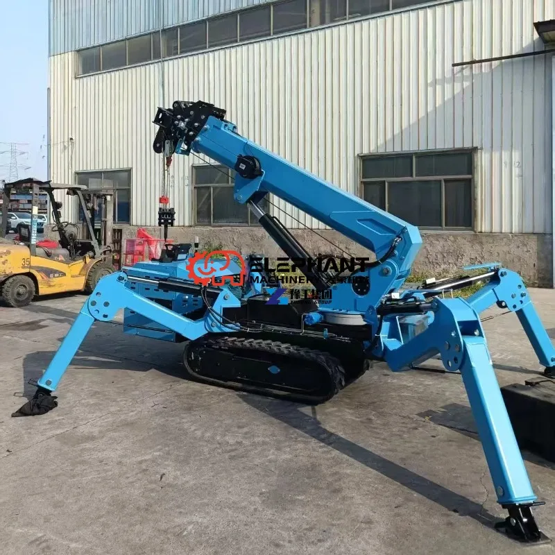1.5T 3T 5T Electric Diesel Mini Spider Crawler Crane, 360° Rotatable Telescopic Boom for Indoor Roof Material Lifting Work