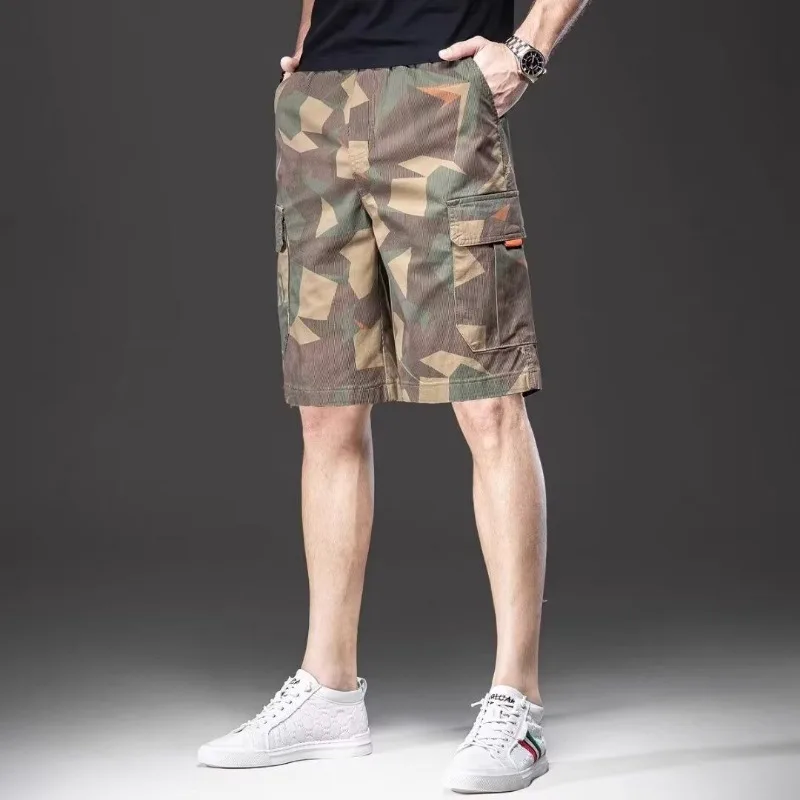 

Men Summer Fashion Vintage Camouflage Print Outdoor Cargo Shorts Male Casual Multi-pocket Loose Straight Short Pants Ropa Hombre