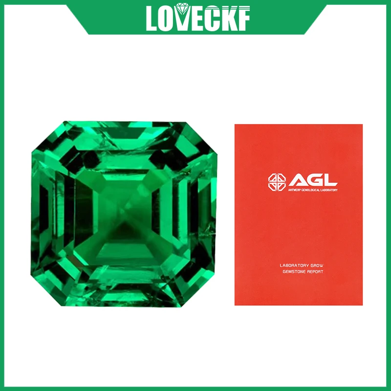

Top Hydrothermal Lab Grown Columbia Emerald Gemstone Asscher Shape Synthetic Emerald Stone With AGL Certificate