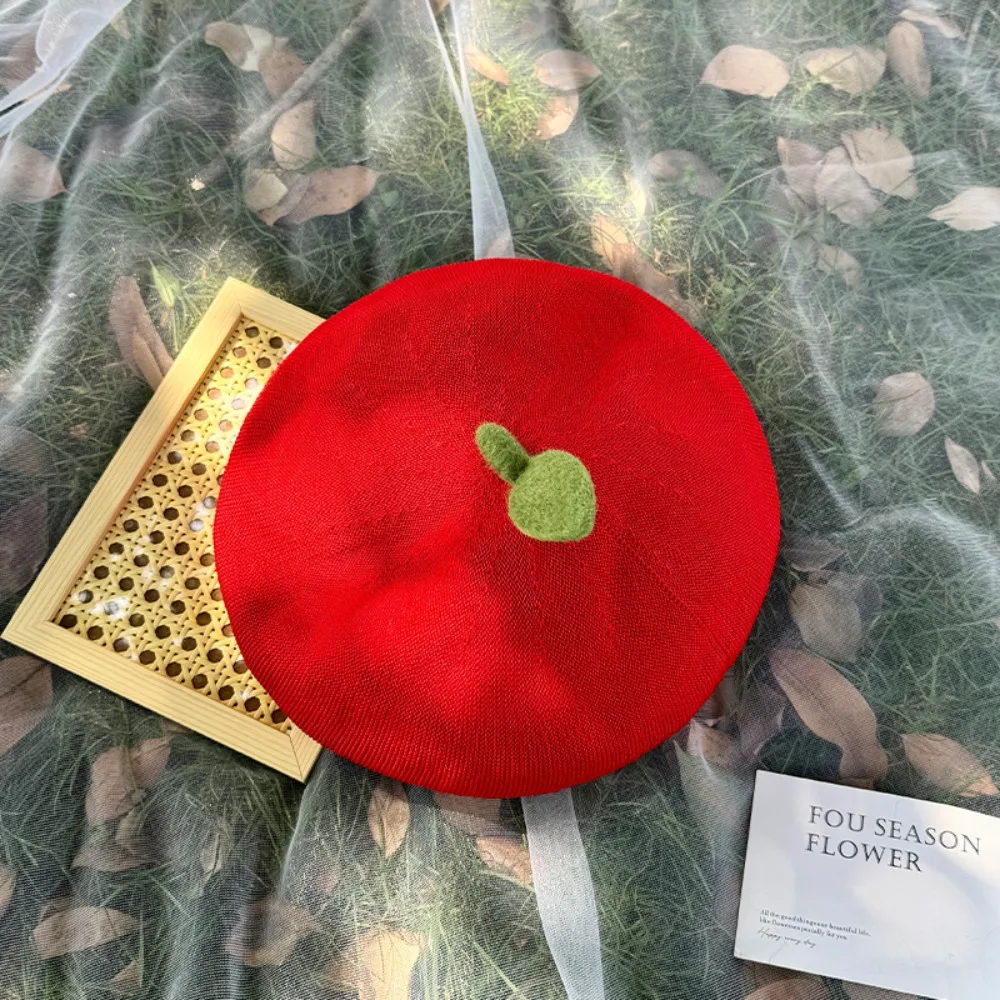 

Cool Funny Orange Berets Creative Casual Tomato Cap Vintage Cute Painter Hat Unisex