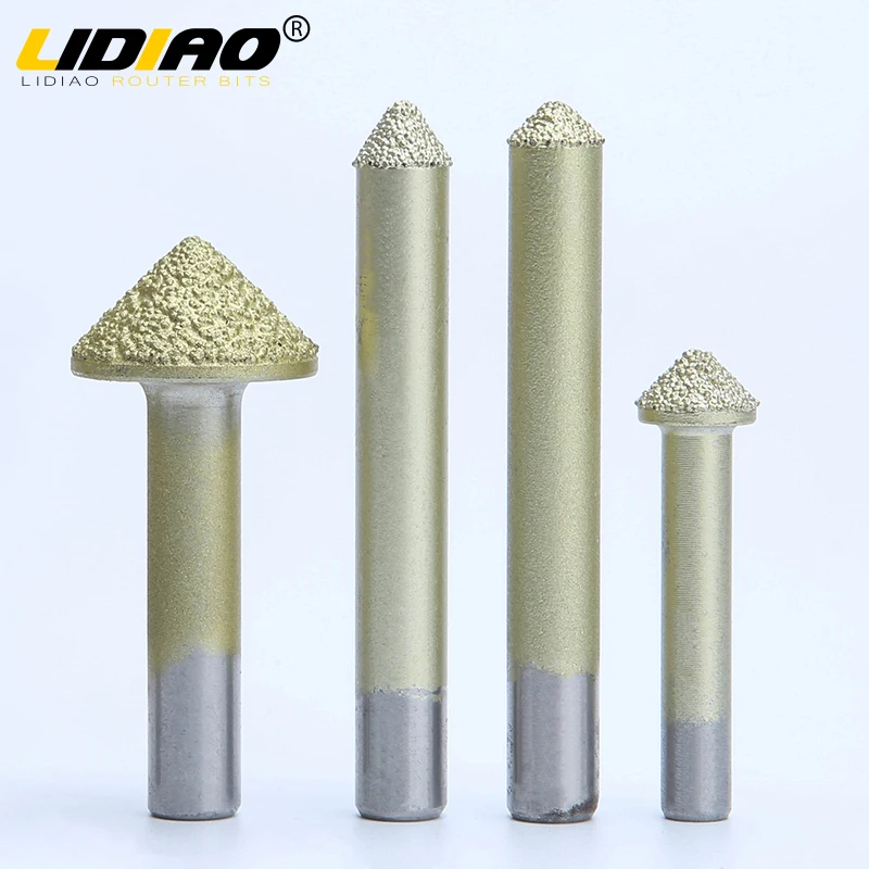 LIDIAO Carving Tools 6mm Shank Router Bit Stone Engraving CNC Cutter Diamond Grinding Burr Drill Bit Alloy Steel Rotary File