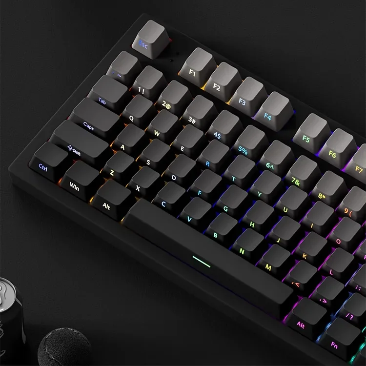 OEM Profile Gradient Black Gray Shine Through Keycaps PBT Double Shot Side Printed Keycap For Mechanical Gamer Keyboard Key Caps