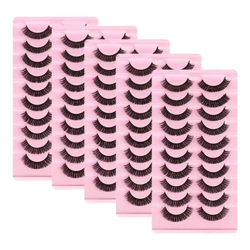 30 paia/50 paia D Curl Russian Strip Ciglia Soffici Volume Ciglia Finte D Curl Drammatico Disordinato Make Up Ciglia Finte