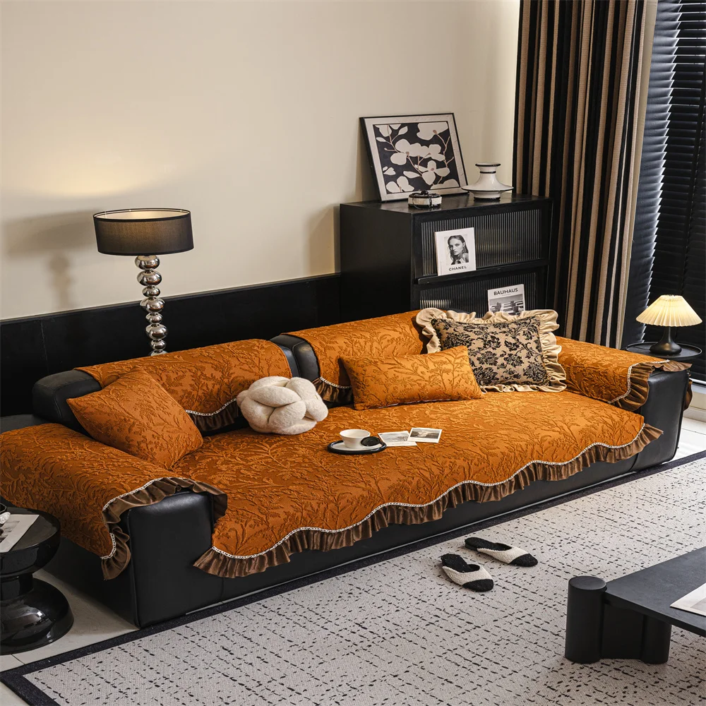2026 New Autumn and Winter Thickened Light Luxury Non-slip Anti-cat Scratch Non-stick Wool Sofa Cushion Cover Back Towel