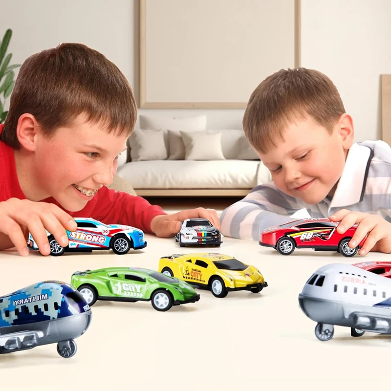 21PCS Pull Back Cars Toy Push And Pull Back Friction Powered Vehicles For 3 4 5 6 7 Year Old Kids