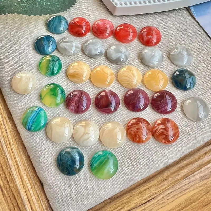 50pcMelard Imitation Chalcedony Resin Half-Round Patch Ringearring Headwear Hair Clip Wholesale Of Mobile Phone Case Material