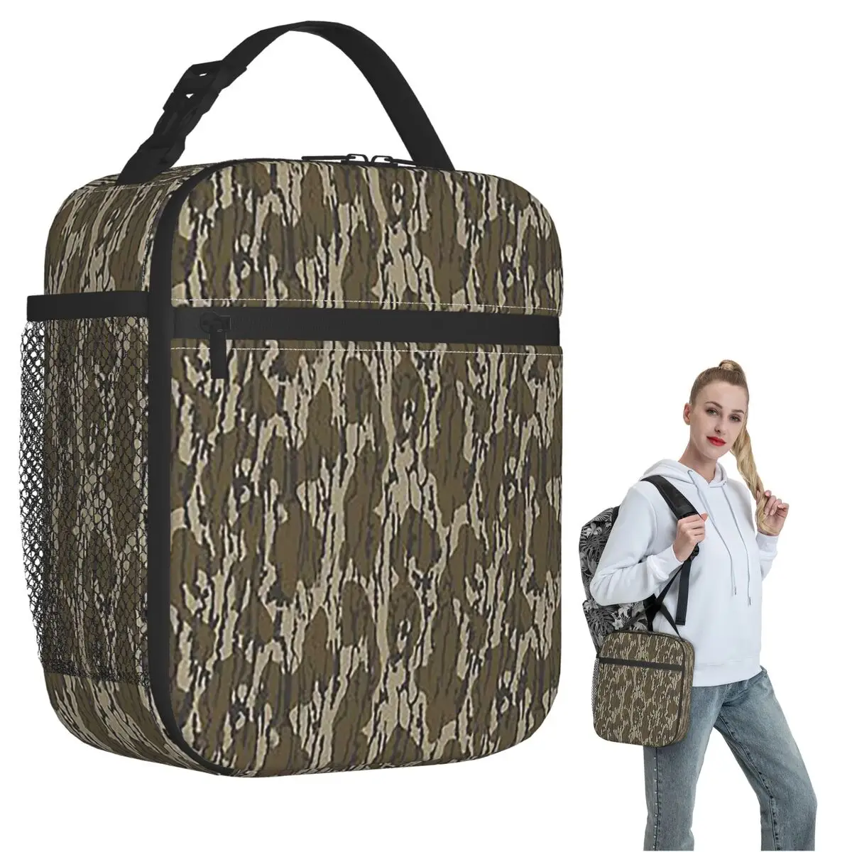 Everything Bottom Lands Camo Insulated Lunch Bag for Women Children Portable Food Boxes Thermal Lunch Box Tote