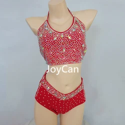 JoyCan Lyrical Dance Dress Red Jazz Dance Costume Pole Dancing Clothes Girl Performance Training