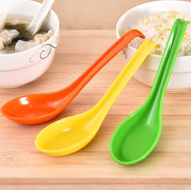 300pcs/lot Colorful hook spoon melamine spoon Bowl Soup Honey Porridge Spoon tableware SN4382