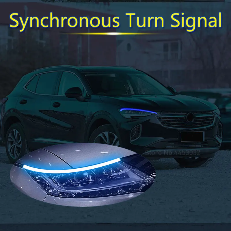 For Buick Encore Excelle Regal Lacrosse DRL LED Strip Light Car Headlight 12V Scanning Synchronous turn signal Accessories