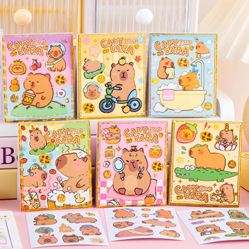 4 Packs Capybara Stickers Children Sticker Book Scrapbooking Supplies Cute Korean Stationery Material Paper Diary Decoration
