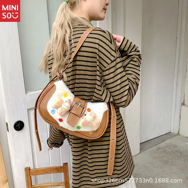 Miniso 2025 Niche Design Shoulder Bag, Luxury Commuter Crossbody, Elegant Underarm Purse