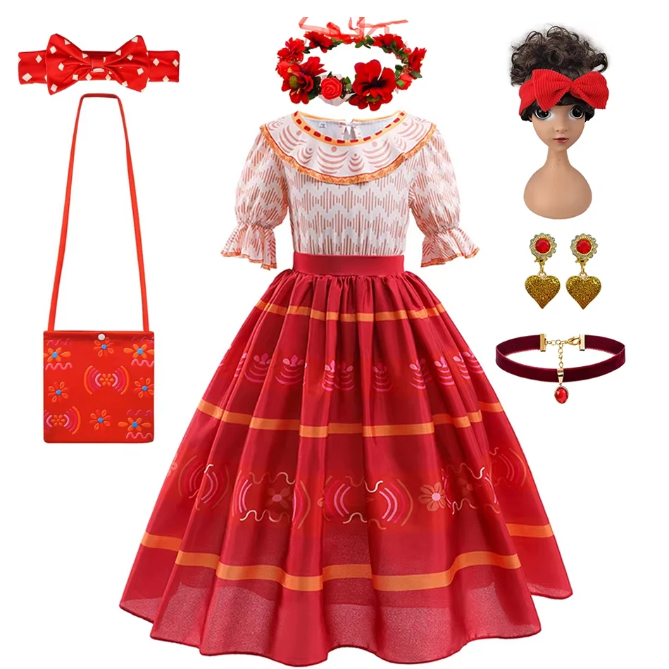 

Encanto Disguise Costumes For Girls Fantasy Charm Isabela Mirabel Dress Up Outfits Kids Halloween Anime Princesses Party Clothes