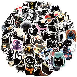 Bonito gato preto adesivos, materiais de scrapbooking estéticos, decoração do diário, teclado, telefone, planejador, 50pcs