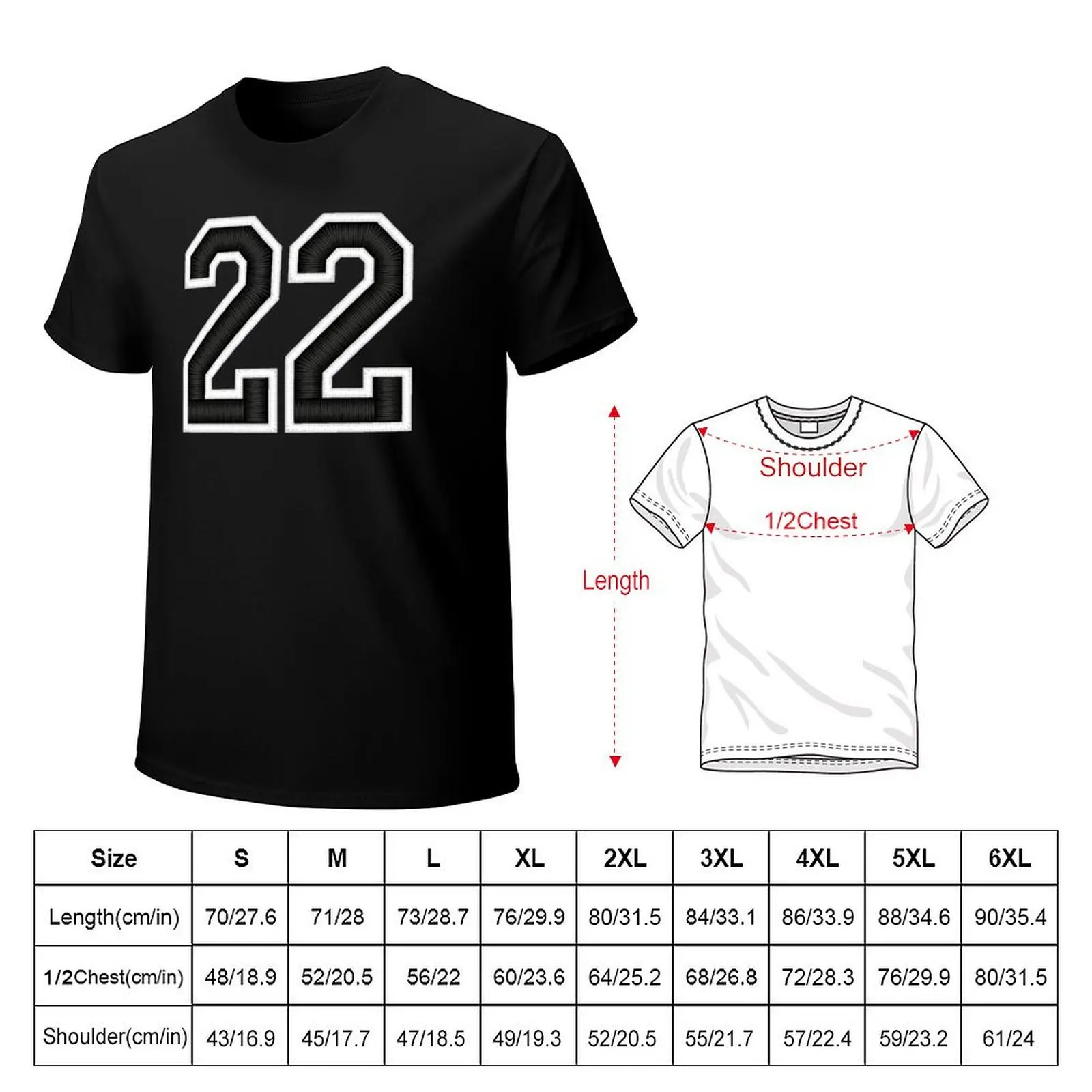 22 Black Jersey Sports Number twenty-two Football 22 T-Shirt All Match Basic Short Sleeve Top