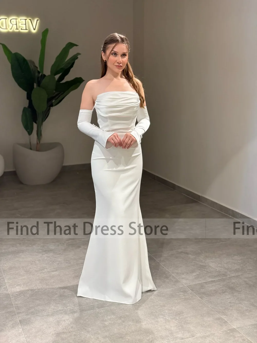 العرف vestidos de novia بسيط قارب طوق مطوي غمد مثير ثوب مسائي الطابق طول عارية الذراعين فستان الزفاف حفلة موسيقية
