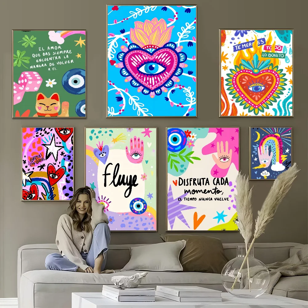 

Funny Turkish Lucky Blue Evil Eye Good Quality Prints And Posters Waterproof Paper Coffee House Bar Posters Wall Stickers