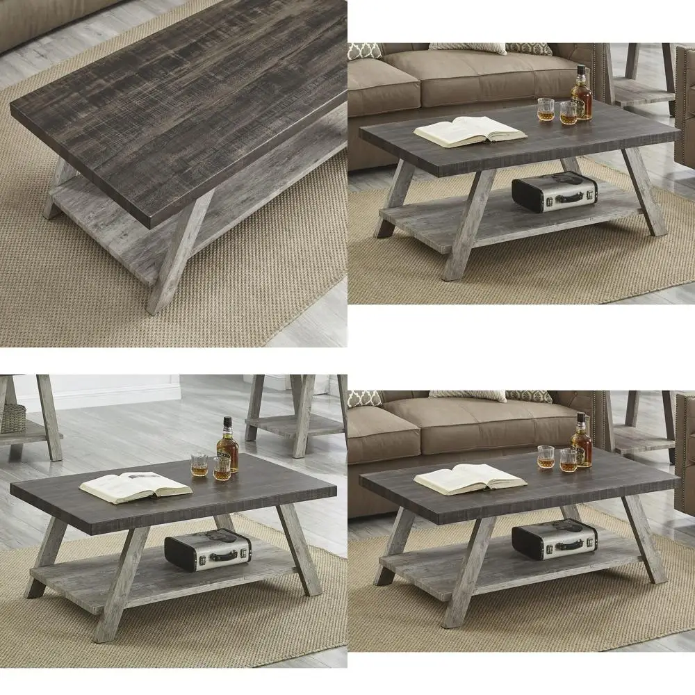 

Современный журнальный столик из состаренного серого орехового дерева