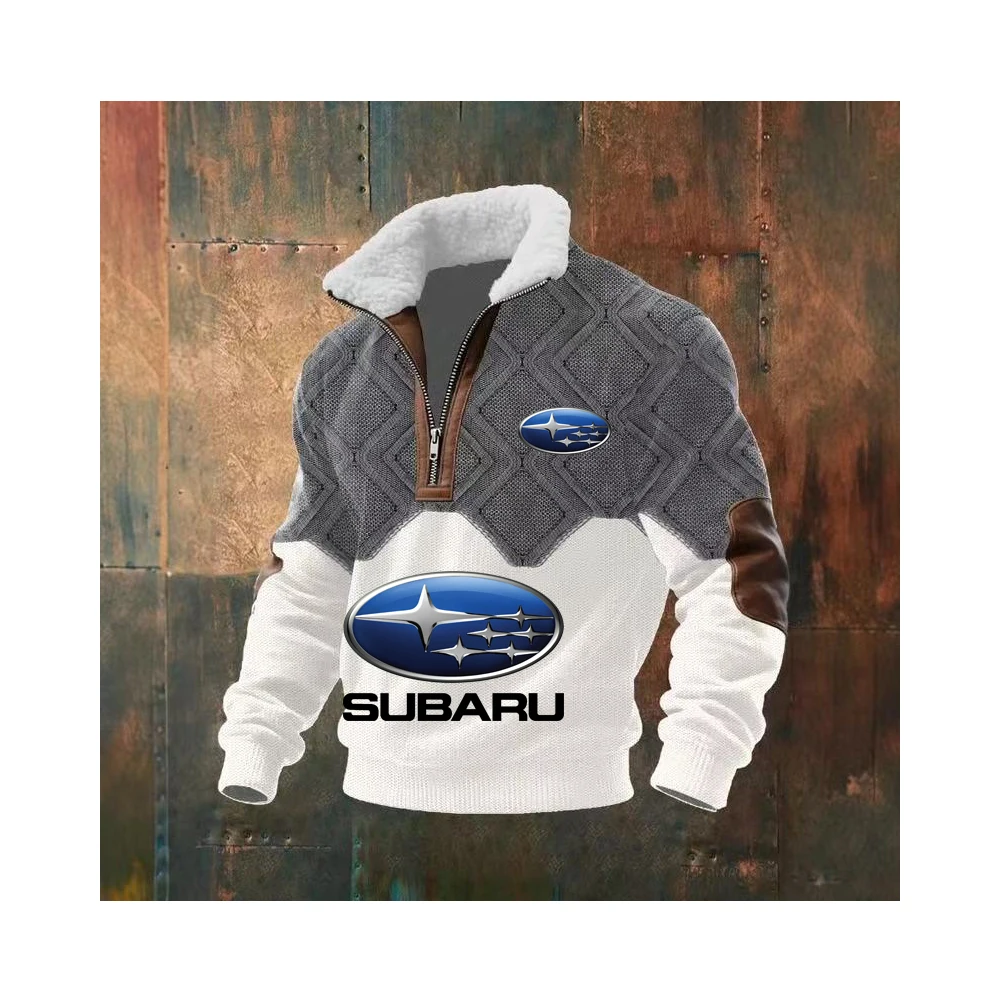 

Мужская толстовка с меховым воротником в европейском и американском стиле, трендовая, с 3D-печатью SUBARU, облегающая, удобная, для осени и зимы.