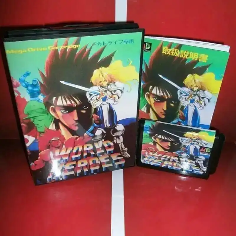 

Игровая карта World Heroes с коробкой и руководством для 16-битной системы Sega MD Megadrive Genesis