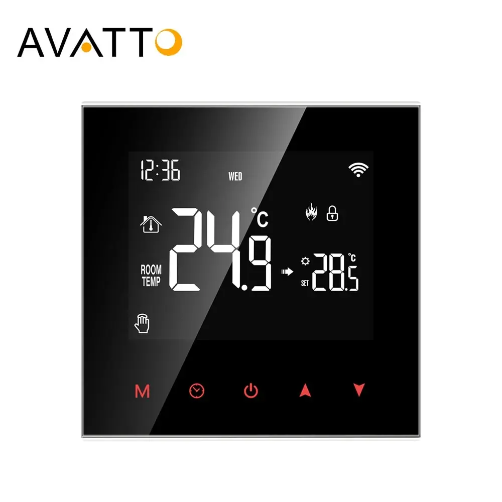 Avatto Tuya เทอร์โมอัจฉริยะ WIFI, เครื่องควบคุมอุณหภูมิหม้อต้มน้ำร้อนไฟฟ้าที่พื้นรองรับ Google Home