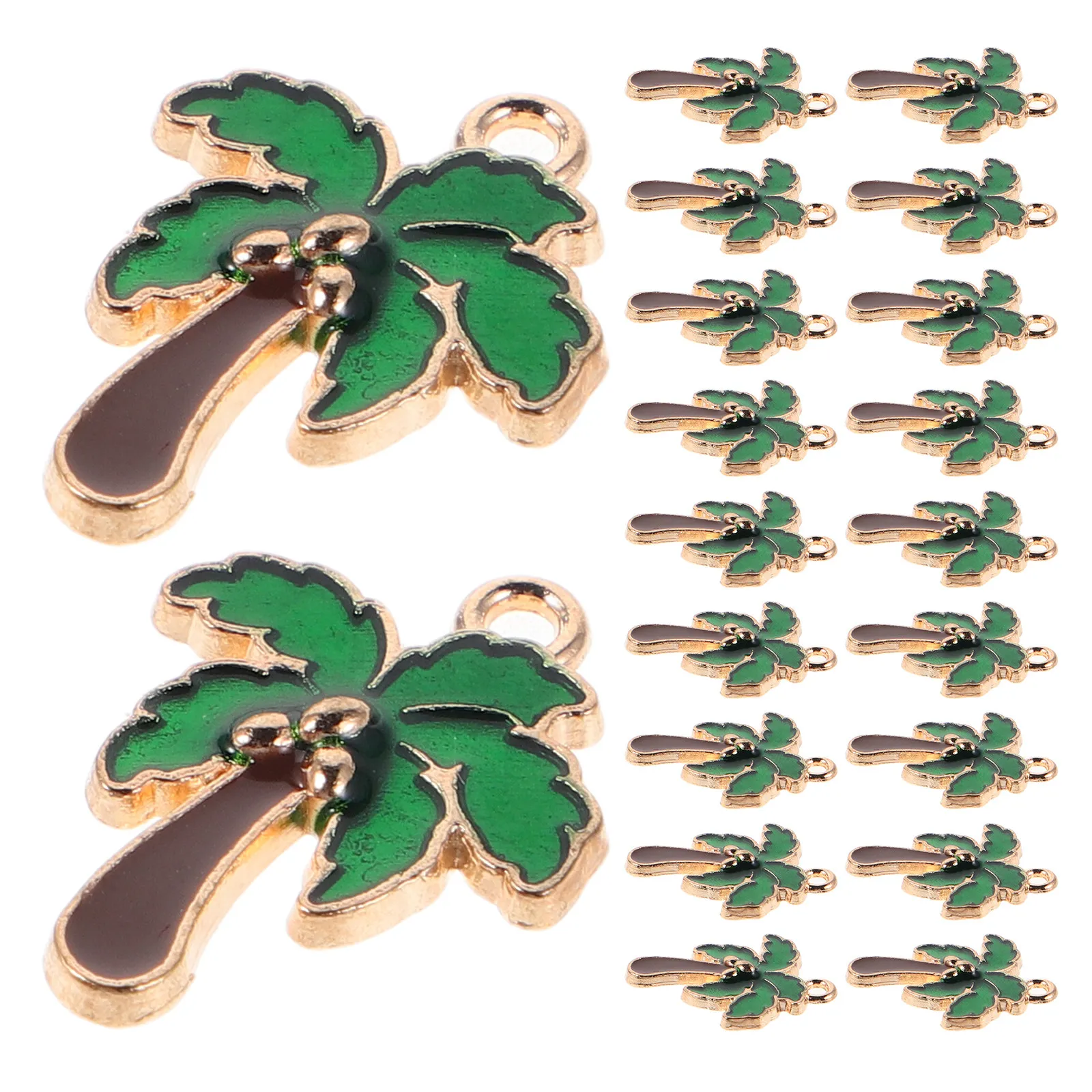 

80Pcs Tropical Coconut Tree Charms Enamel Zinc Alloy Pendants for DIY Jewelry Necklace Earring Bracelet Keychain Hawaii Themed