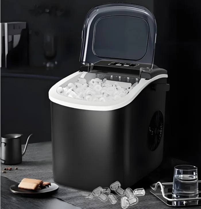 Electric Ice Maker with Low Noise and Quick Bullet Ice Production Perfect for Hotels Outdoor Adventures and Household Christmas