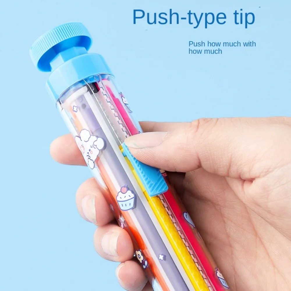 New ABS Multicolor Crayons 8 In 1 Push Style Colored Pencil Creative Portable Painting Tools Kids