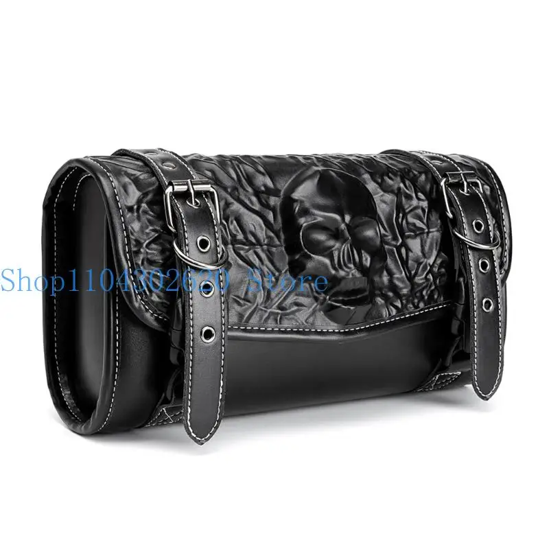 

02DE Punk PU Motorcycle Handlebar Saddlebag Water Resistant Storage Compartment
