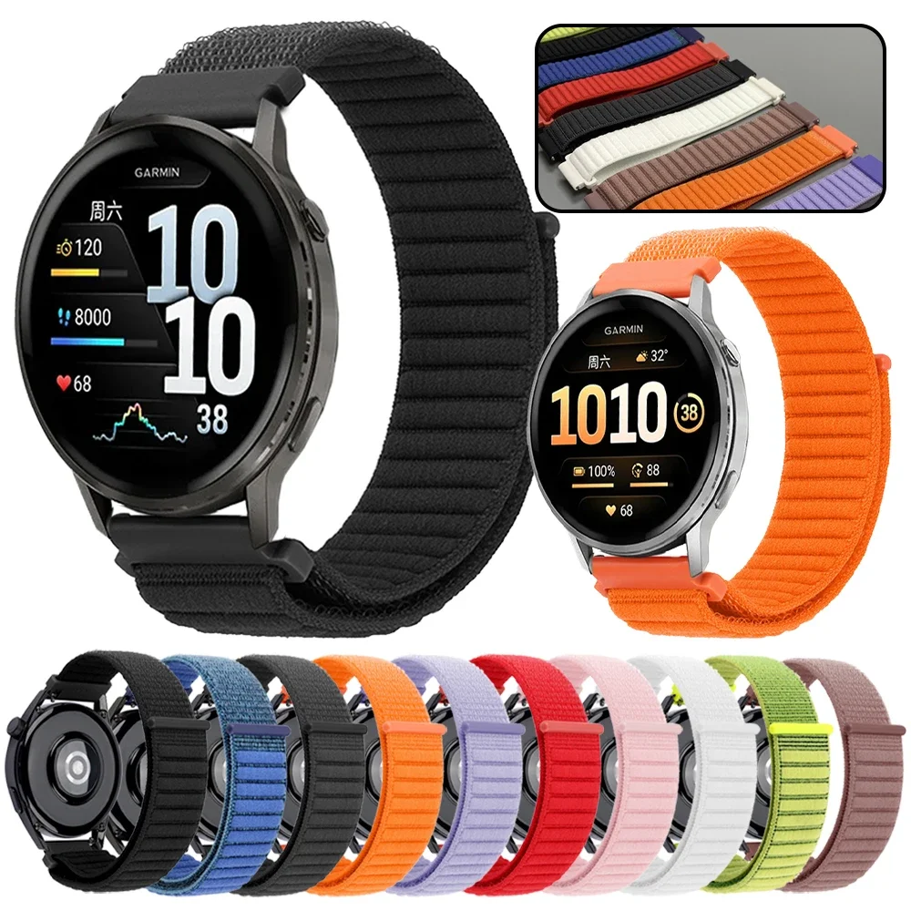 Correa deportiva de nailon de 20mm y 22mm para Garmin Venu sq 2 3 4 Forerunner 570 265 165 255 Vivoactive 6 5 4 bandas para HUAWEI WATCH GT 6 Pro