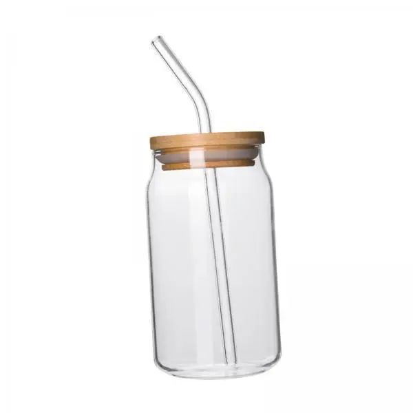 Reusable Glass Cup with Bamboo Lid and Straw Bubble Tea Coffee Jar for Festive Party Dinner and Daily Drinks