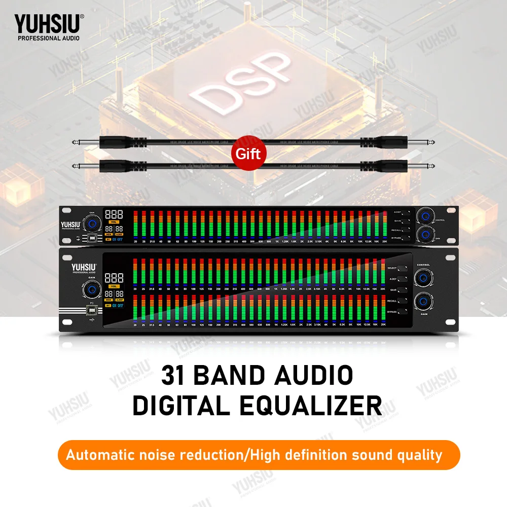 

YUHSIU Professional Audio 31 Band Denoise Digital Equalizer Controll Karaoke Dj Sound Equipment For Stage Performance Family