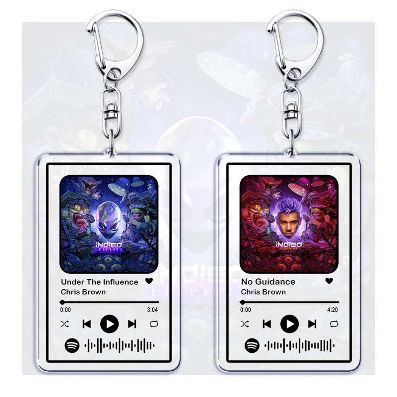 Popular Singer Keychains for Women Accessories Bag Music Code Under The Influence No Guidance Keying Jewelry Fans Friends Gifts