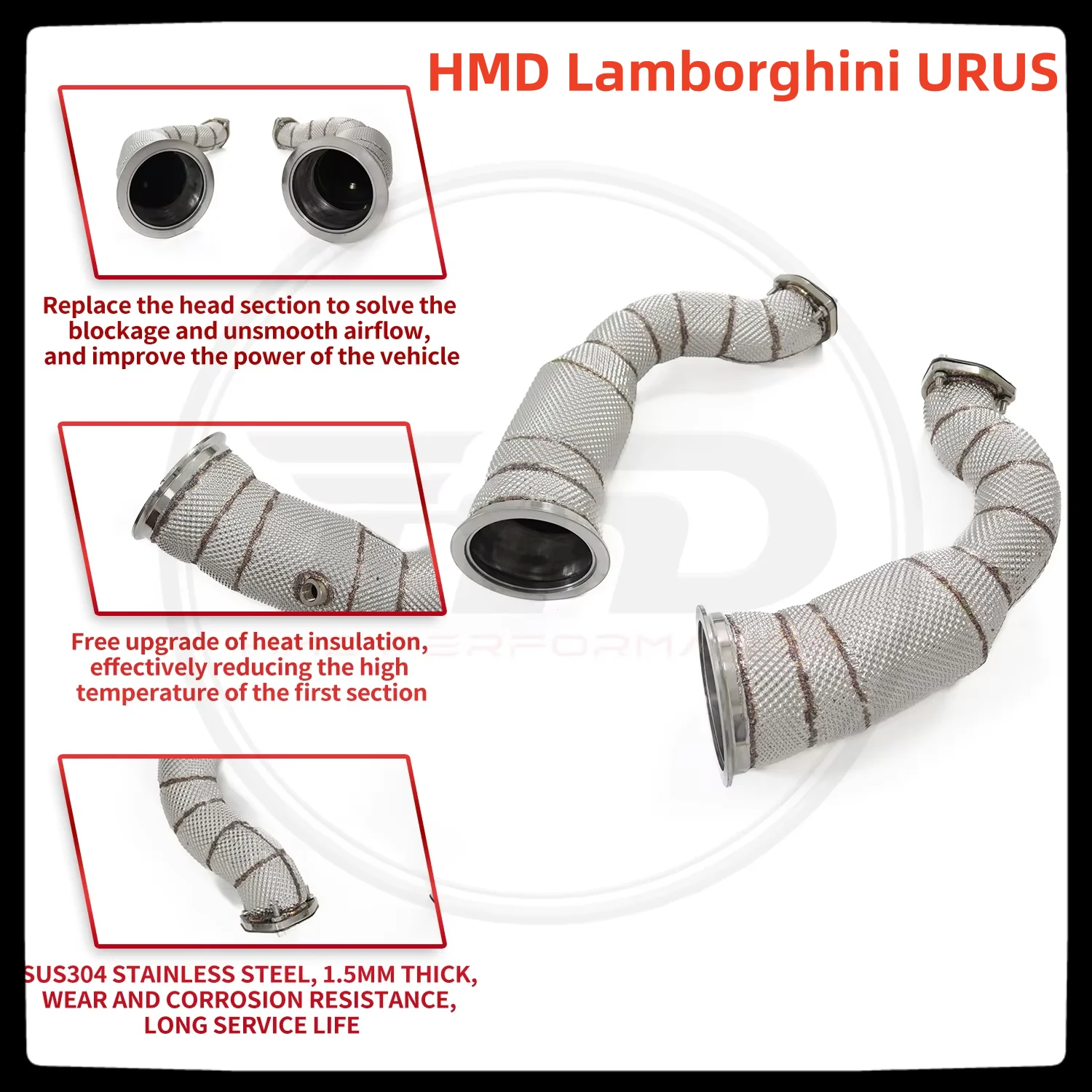 

HMD Hot sale items Stainless Steel Exhaust System High Flow Performance Downpipe For Lamborghini Urus Auto Modification