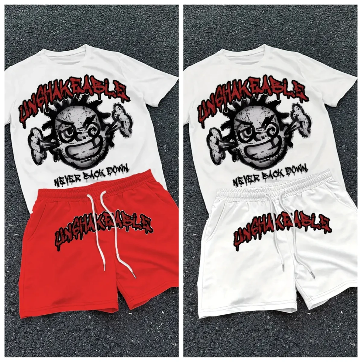 

2025-26 Summer New Best-selling Trend Design Set 3D Printing American Street Breathable Comfortable T-shirt Shorts Set
