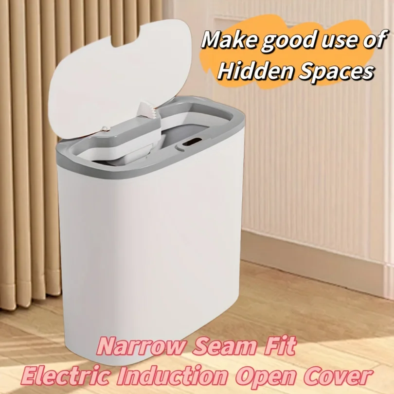 13L Motion Sensor Bathroom Trash Can with Lid Small Automatic Garbage Can Waterproof Narrow Trash bin for Kitchen Office Bedroom