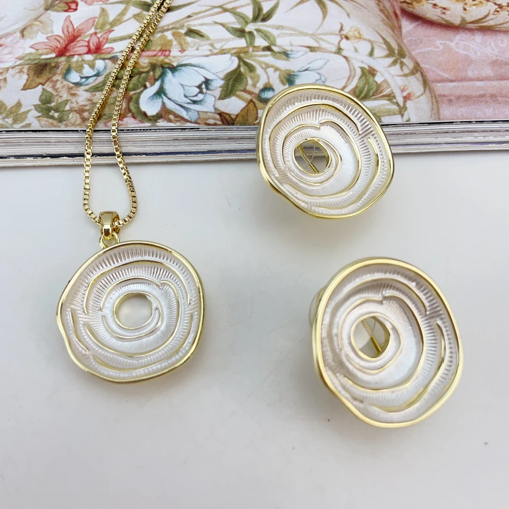 

Latest Golden Colorful Stone Pendant Earrings Dubai Luxury Trendy Jewelry Set for Ladies and Women Earrings Set KY25162
