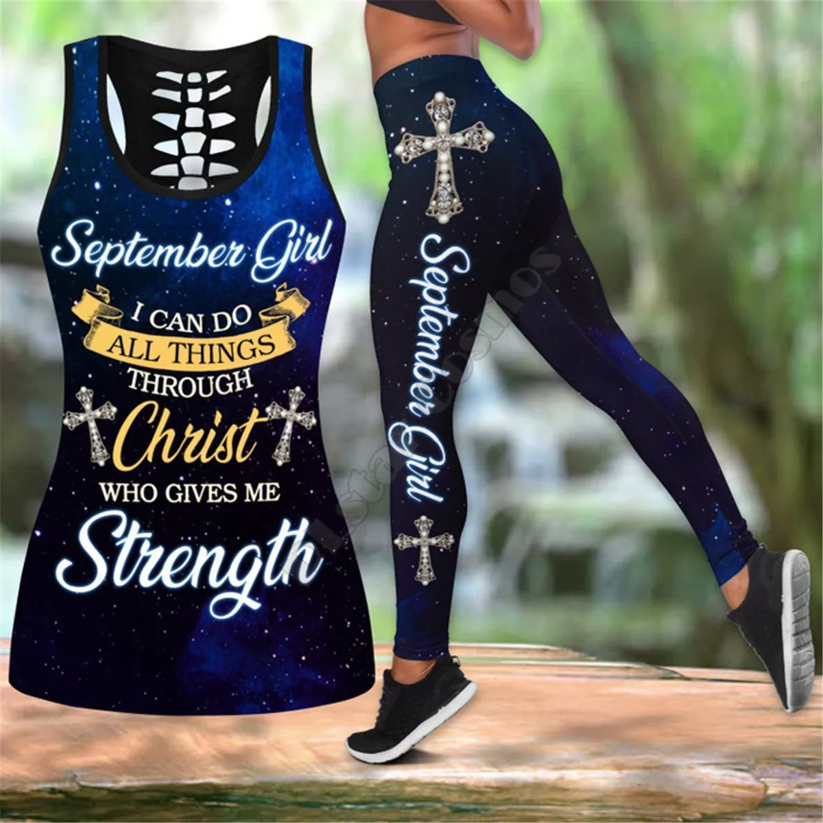 A Child Of God Jesus 3D Printed Tank Top+Legging Combo Outfit Yoga Fitness Soft Legging Summer Women For Girl July-December