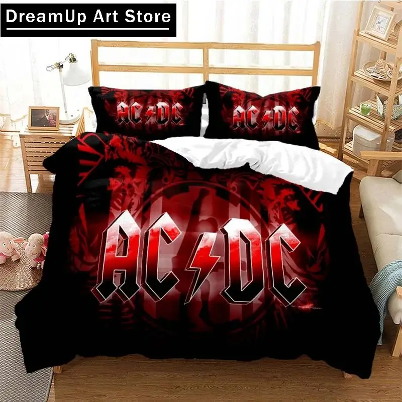 3D Print AC/DC Rock Band Bedding Set Boys Girls Twin Queen Size Duvet Cover Pillowcase Bed Kids Adult Fashion Home Textileextile