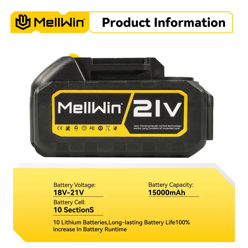 MELLWIN 21V 1500mAh Wiederaufladbarer Lithium-Akku-Pack 5/10/15 Zellen für Makita 18V Akku-Pin Elektrowerkzeuge – Detail 5