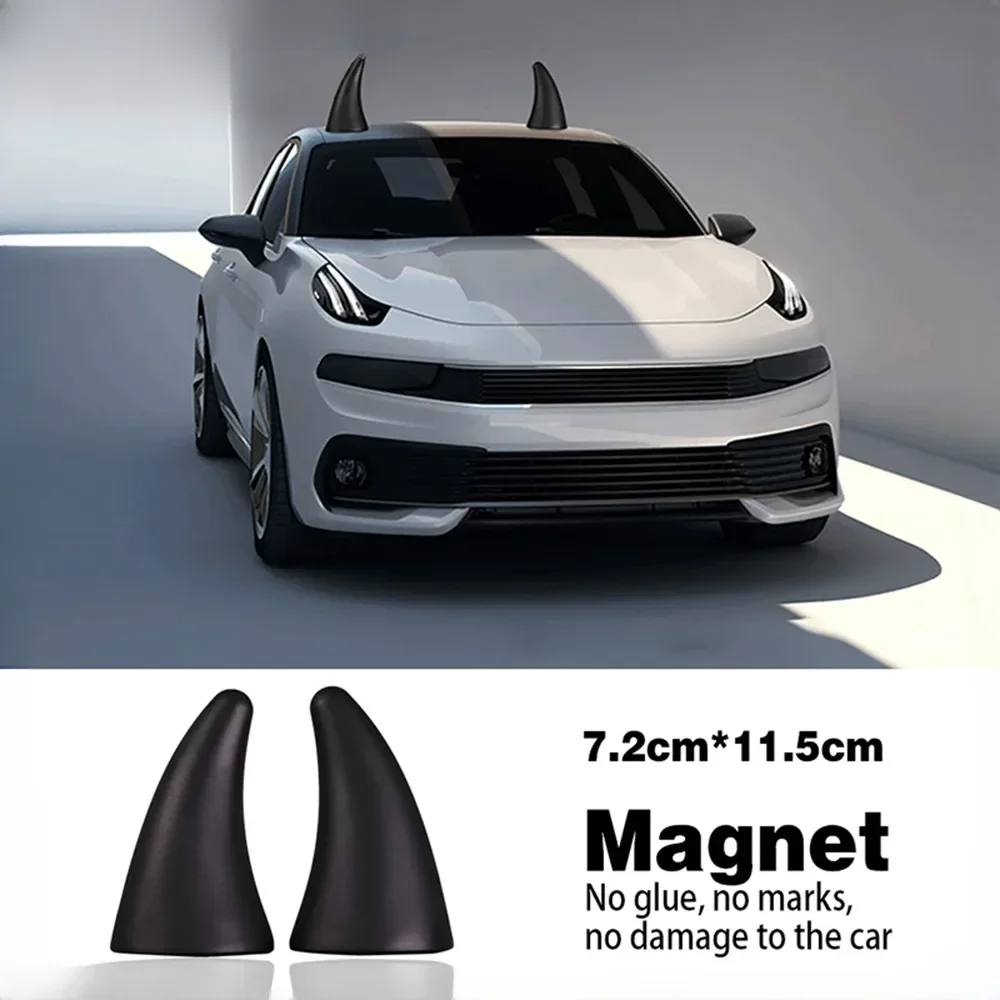 1/2 قطعة ديكور سقف السيارة ملصقات سيارة ستيريو ثلاثية الأبعاد ملصقات قرن الشيطان الإبداعية اللطيفة