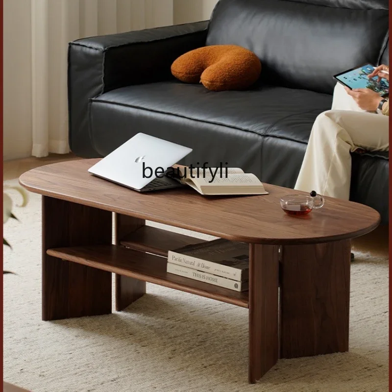 

North America Black Walnut Wooden Tea Table Living Room Home Small Apartment Simple Solid Wood Tea Table