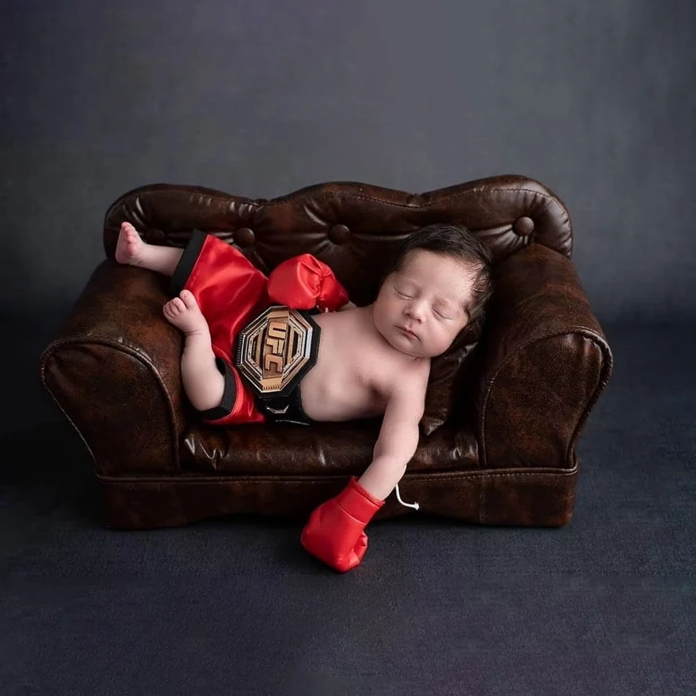 Personalized Baby Boxing Match Outfits for Photo Shoot Custom Infant Props Studio Fighter Shorts Gloves Set