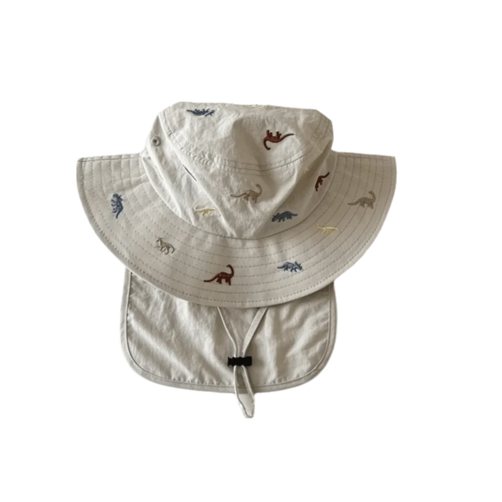

Full Print Polyester Children Sun Hat Broad Brim Cartoon Print Panama Cap Thin Neck Protection Fisherman Hat For Boys