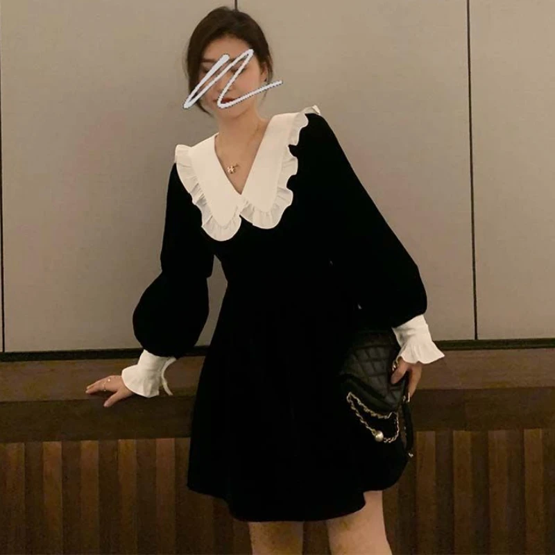 Dresses Women Solid Ruffles French Style Elegant Prevalent Creativity Vintage All-match Tender Simple Leisure Basics Princess