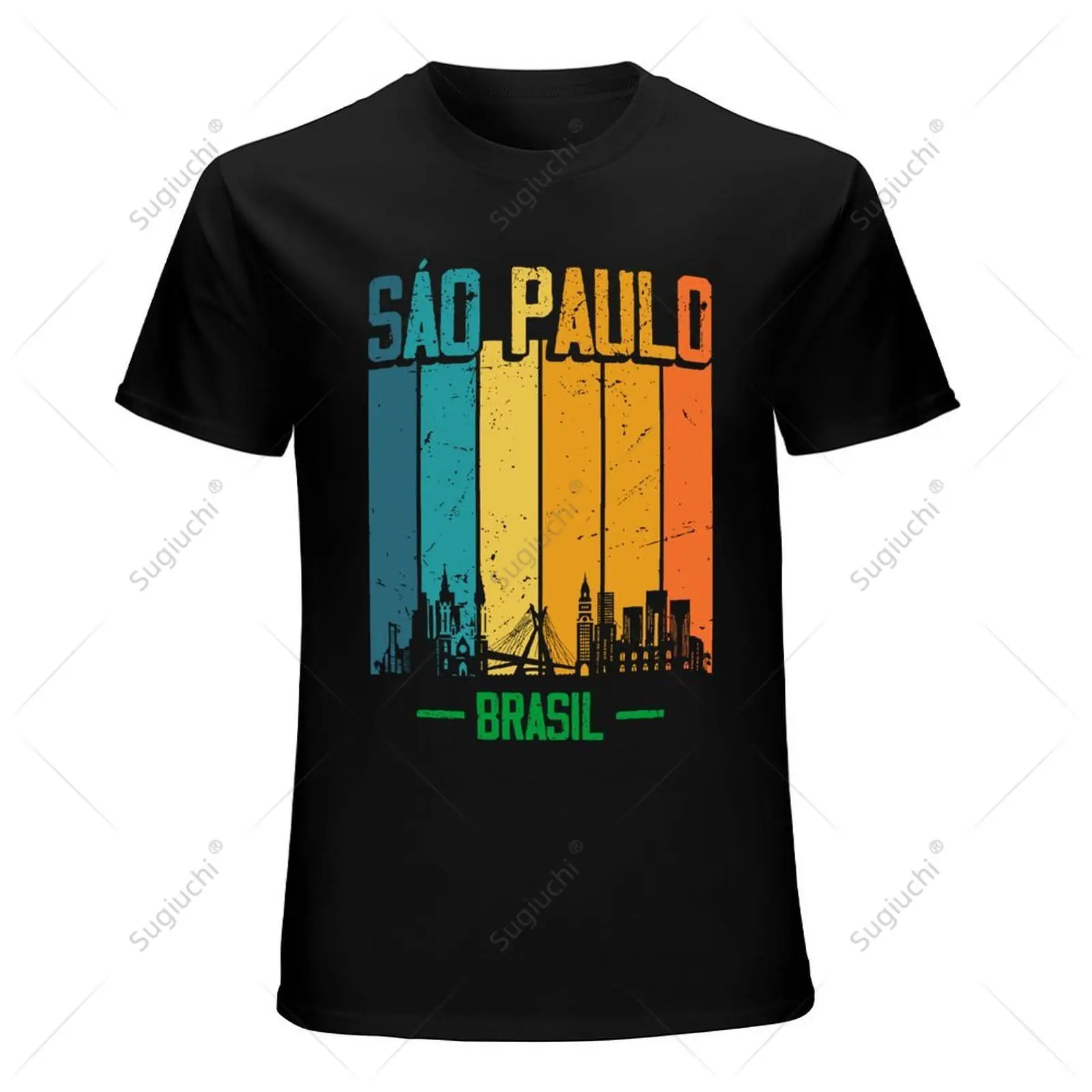 Unisex Men Sao Paulo Brasil Retro Vintage Sunset Skyline Sao Paulo Tshirt Tees T Shirts Women Boys 100% Cotton T-Shirt - view 3
