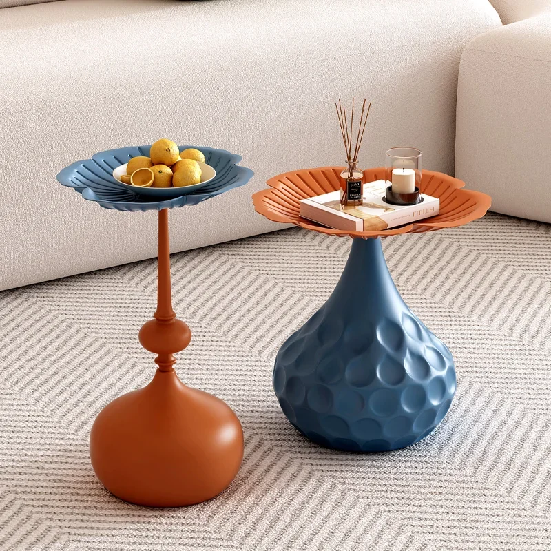 The new tall fruit tray side several living room household metal iron art round simple collection snack fruit tray small table