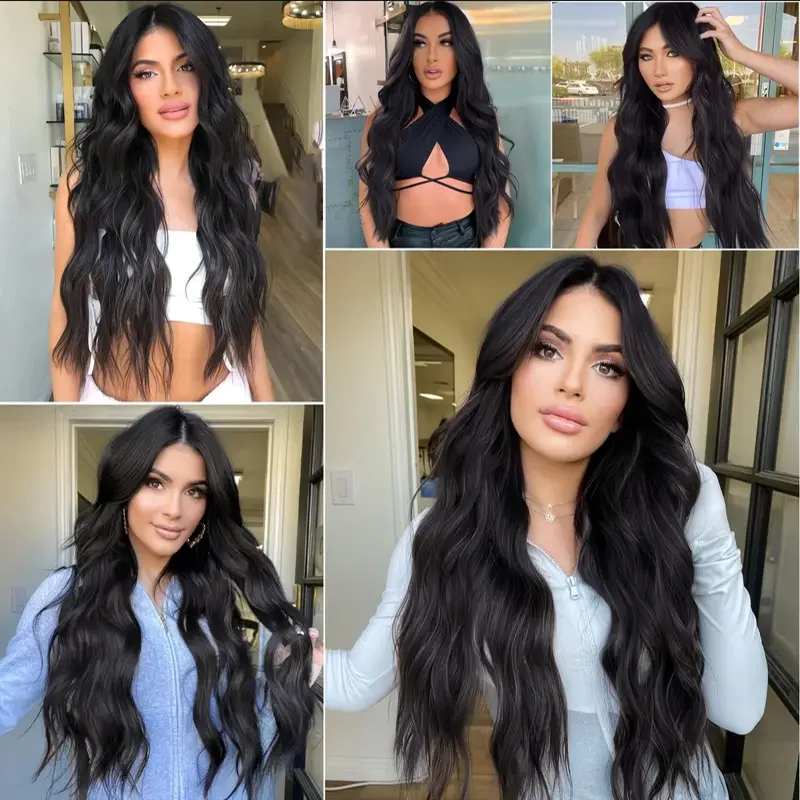 Deep Wave Synthetic  Wig for Black Women Wear Deep Curly Soft Wig Natural Black Color Replacement Wigs for Daily Party Use 30 