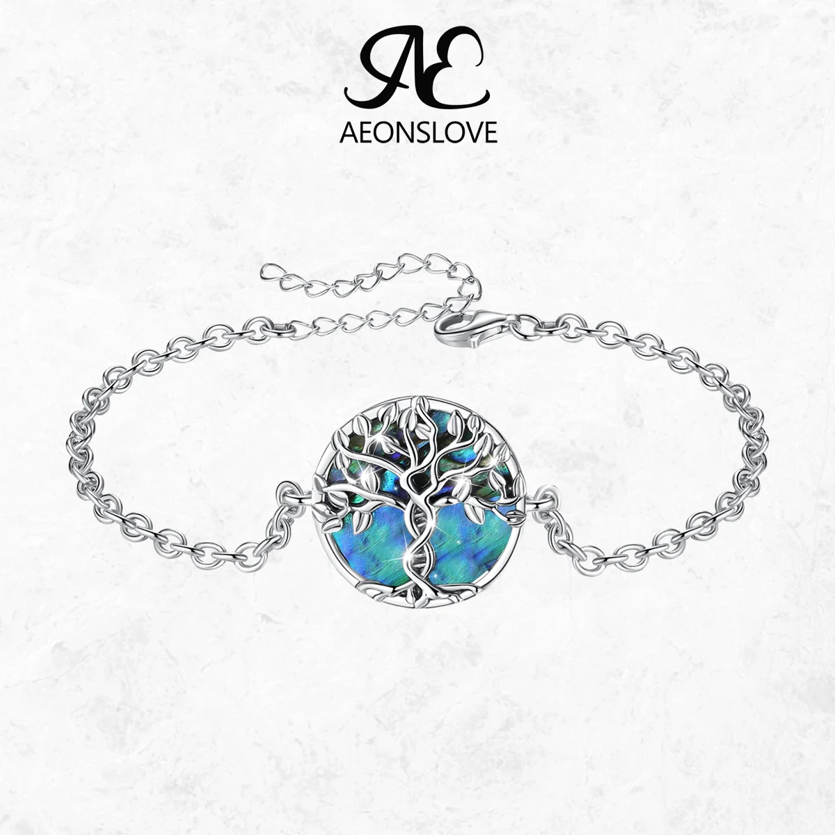 

AEONSLOVE 925 Sterling Silver Tree of Life Bracelets Natural Abalone Shell DNA Tree Adjustable Bracelet Fine Jewelry for Women
