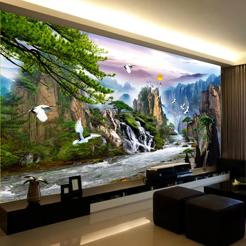 

MonaLisa New Printed Cross Stitch Wealth Bringing Pine Tree Large 2 Meter Living Room Mountain Water Landscape Embroidery Kit